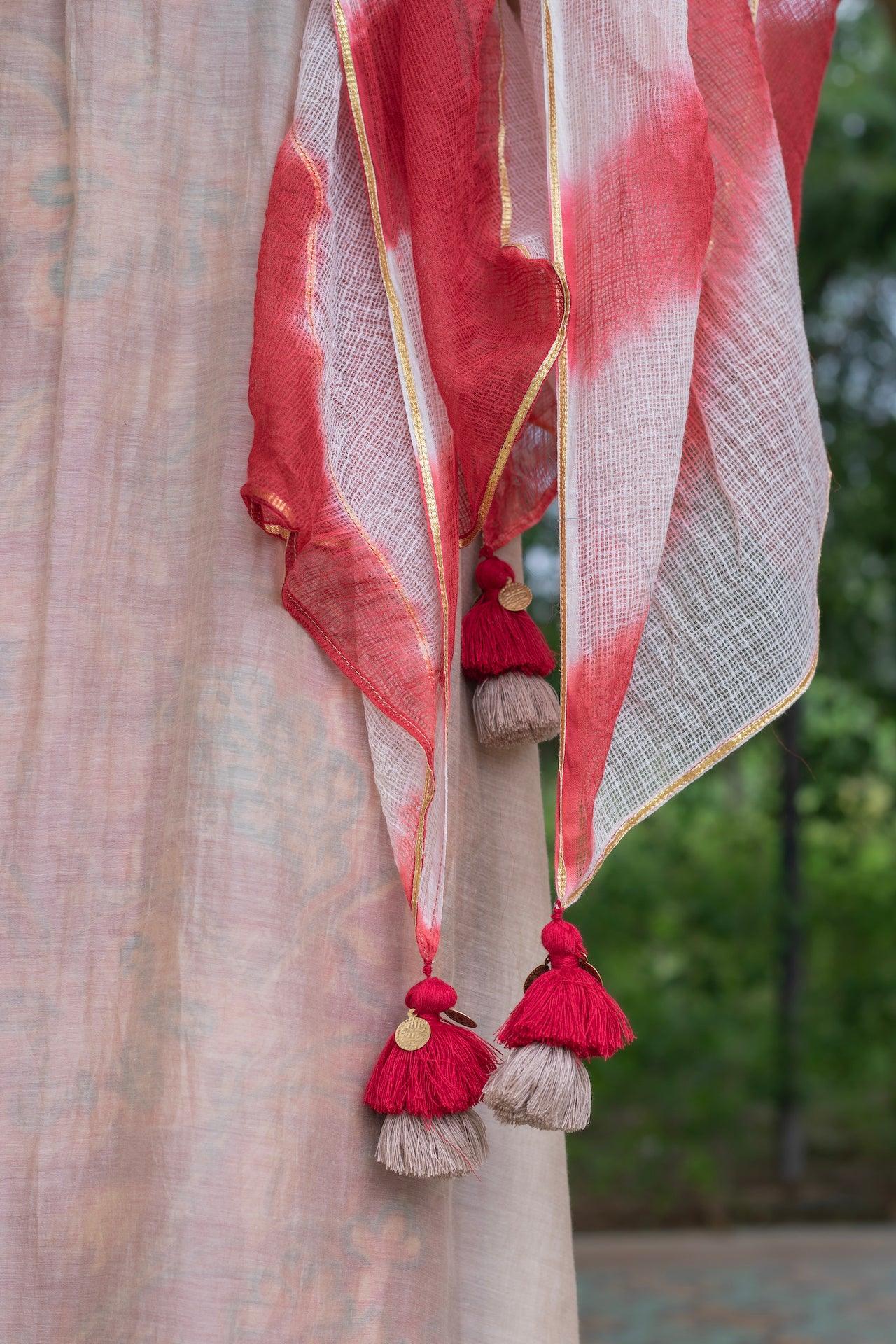 ALEENA CHANDHERI KURTA SET (WITH DUPATTA)