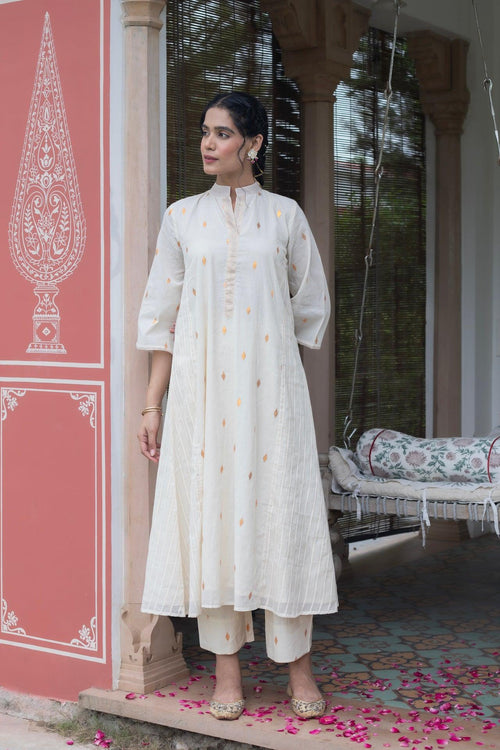 AFREEN COTTON WHITE KURTA SET (WITH DUPATTA)