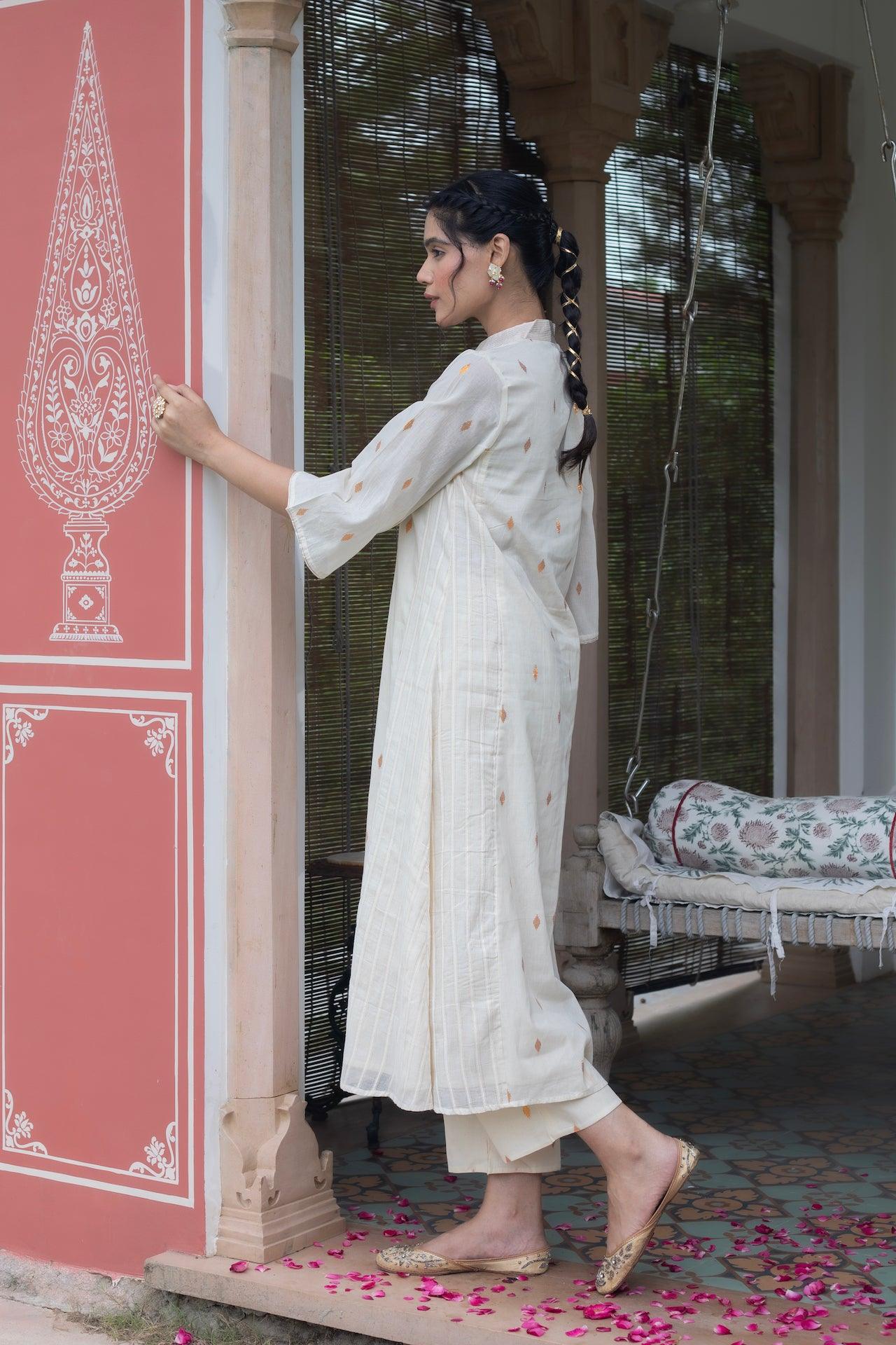 AFREEN COTTON WHITE KURTA SET (WITH DUPATTA)