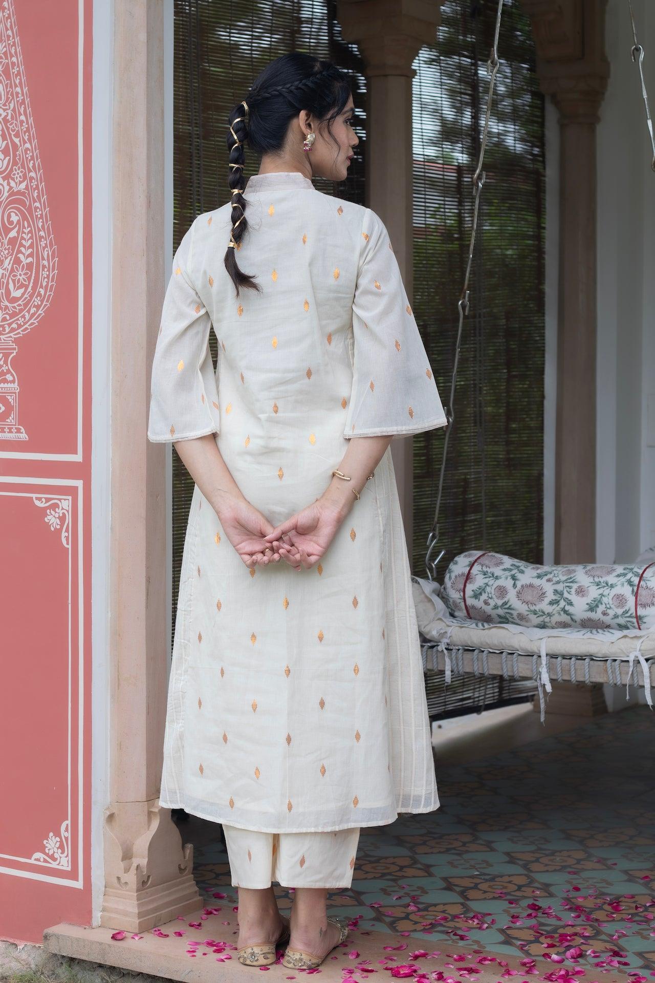 AFREEN COTTON WHITE KURTA SET (WITHOUT DUPATTA)