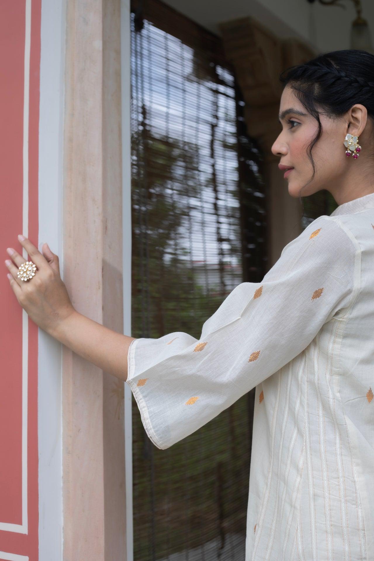 AFREEN COTTON WHITE KURTA SET (WITHOUT DUPATTA)